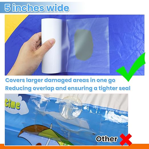 Waterproof Repair Tape for Bounce House, Pool, Tent, Leather, Outdoor TPU Inflatable Repair Patch Kit for Tarp, Canopy and Boat Cover, 5 Inch x 5FT, Clear, Heavy Duty