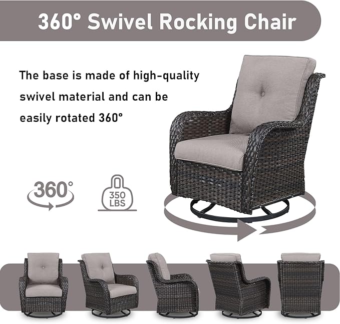 Wicker Outdoor Conversation Se with 50,000 BTU Gas Propane Fire Pit Tablet-7 Pieces Outdoor Wicker High Back Couch Patio Furniture for Deck Poolside Backyard
