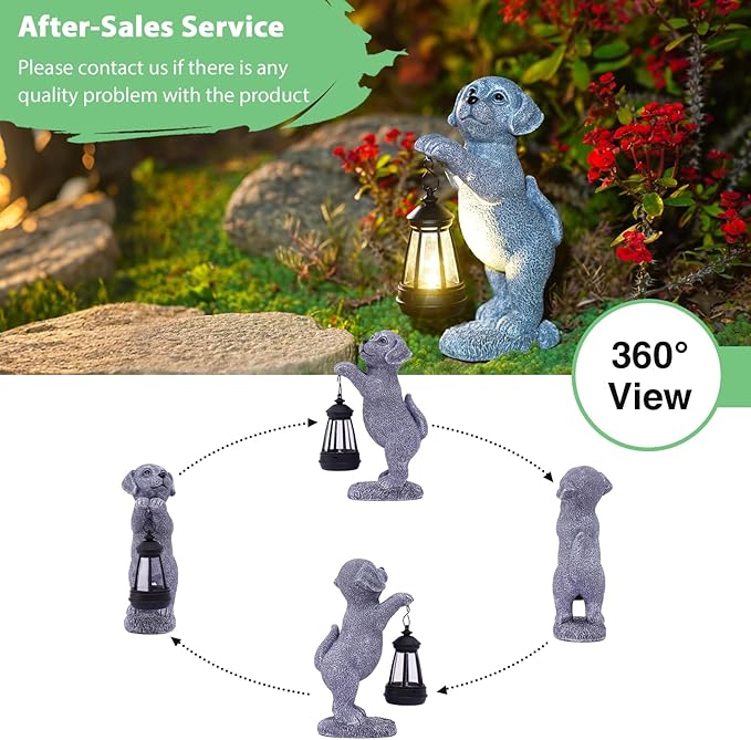 Goodeco Dog Statue with Solar Lantern - Perfect Dog Garden Statues Outdoor Decor & Ornament for Mom, Housewarming Gifts and as Yard Decorations
