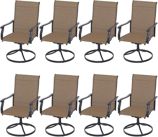 Patio Swivel Dining Chairs Set of 8, Outdoor Metal Chair with Textilene Mesh Fabric Patio Furniture Set Porch Chairs with Metal Rocking Frame for Lawn Garden Backyard