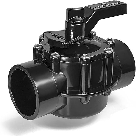 Fibropool Swimming Pool Inline Diverter Valve - 1 1/2 Inch - 2 Way - Positive Seal & Non Lube Replacement Valve for Pools and Spas POSI-CLOSE