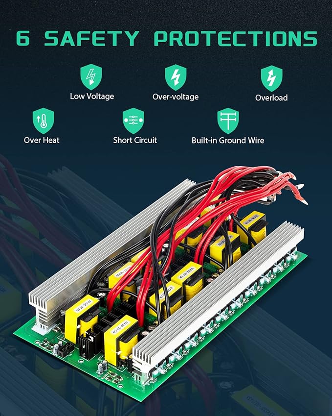 5000W 48V Pure Sine Wave Power Inverter 48V DC to 110V AC with Wireless Remote Control LCD Display 4 AC Outlets, 1 USB and Terminal Blocks for RV Truck Cabin Off Grid