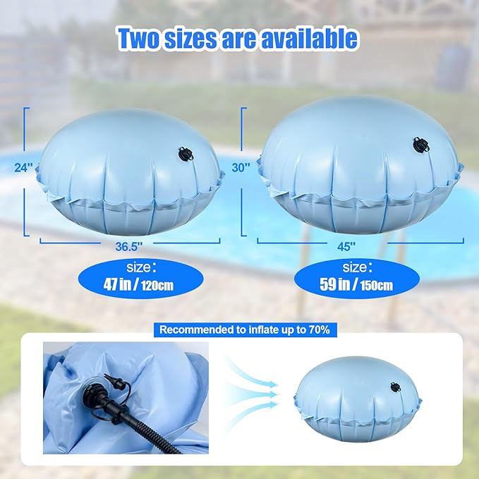 Pool Pillows for Above Ground Pools, 5 x 5 ft Cold-Resistant Swimming Pool Air Pillow, 0.3mm Thick Pool Closing Kit for Winter, Pool Cover Pillow Float Balloon for Winterizing