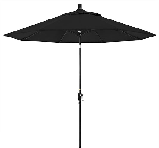 California Umbrella GSPT908302-5408 9' Round Aluminum Market, Crank Lift, Push Button Tilt, Black Pole, Sunbrella Patio Umbrella, 9-Feet
