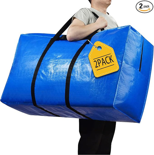 168 Gallon Extra Large Storage Bags, Zippered Outdoor Cushion Furniture Storage Bag with Handles,Jumbo Large Moving Bags Heavy Duty, Christmas Tree Bag, 65x30x20 inch - 2PACK