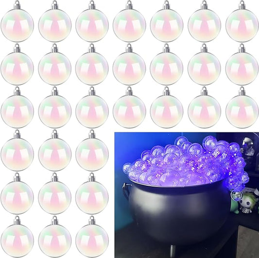 30 PCS Halloween Plastic Iridescent Ball Decoration,Clear Bubble Ball for DIY Bubbling Cauldron,Witch Cauldron Decoration,Cauldron DIY Witch Magic Pot,2.36 Inch