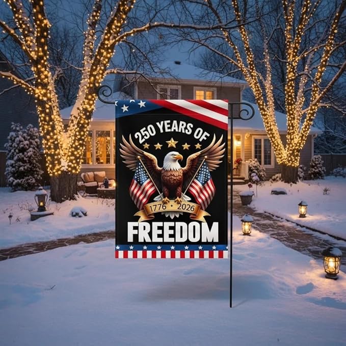 America 250 Years Garden Flag,250th Anniversary USA Double-Sided Cotton Linen Flags with Eagle Design,1776-2026 No Kings of Freedom (C_1 x 1.5 ft)