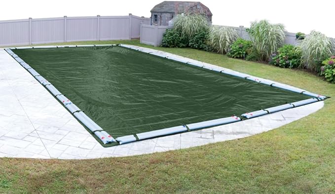 Robelle 20 x 40 ft Professional Green Winter Pool Cover for Inground Pools, 5 ft Overlap (25 x 45 ft Cover Size), Solid 12 x 12 Scrim, 3.7 oz/yd2, 15-Year Warranty, Style: 372040RA