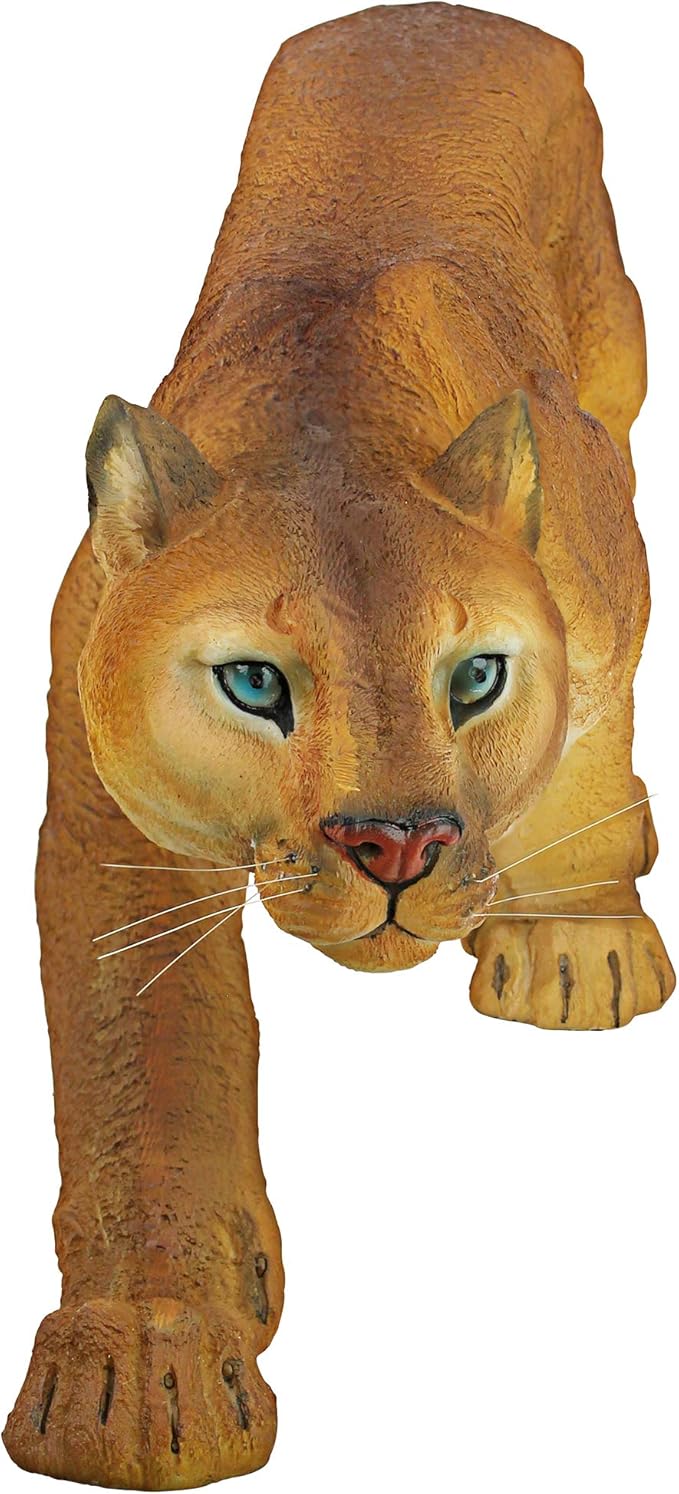 Design Toscano Prowling American Mountain Cougar Indoor/Outdoor Garden Statue, 22 Inches Wide, 5 Inches Deep, 8 Inches High, Handcast Polyresin, Full Color Finish