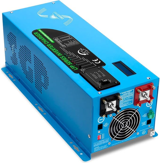 2000W DC 12V Peak 6000W Pure Sine Wave Inverter Charger Upgrade, AC 120V with 70A Battery AC Charger LCD Display Remote Control, Low Frequency Inverter, for RV, Camper, Home