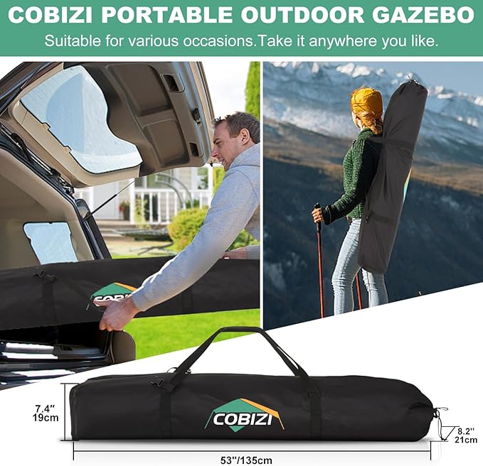 COBIZI 6x6 Pop up Gazebo Tent on Clearance, Ez up Waterproof Screen Tent Screen House with 3 sidewalls,Portable Outdoor Canopy with Carry Bag & Ground Stakes for Camping,Garden and Picnics, Grey