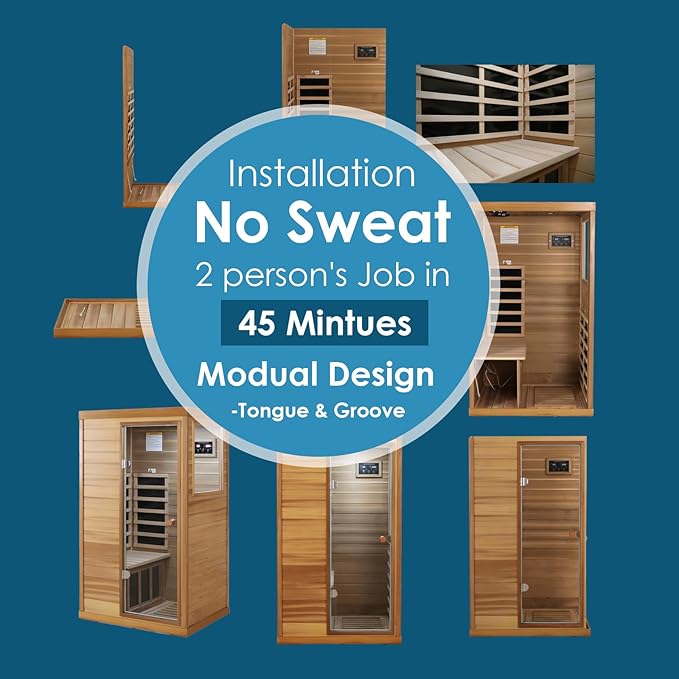 Saunas 909Mini Far Infrared Sauna, Indoor Dry Sauna (Red Cedar, 1 Person Mini Size Right Door)