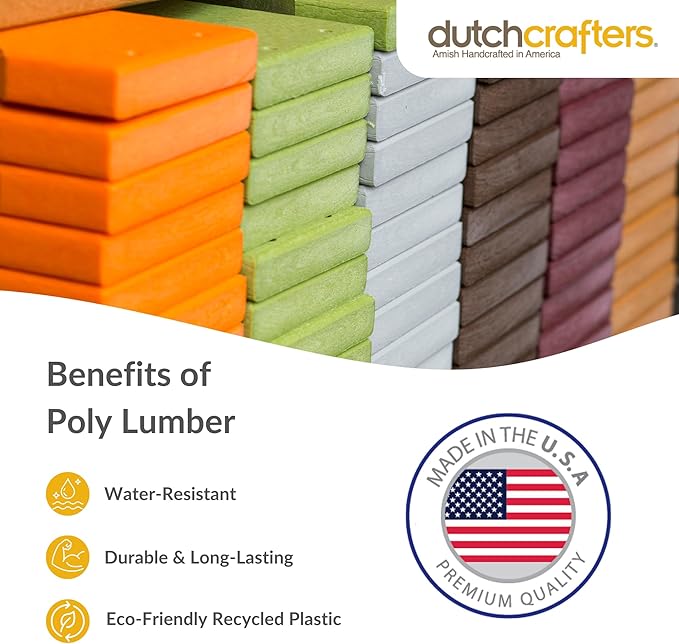 DutchCrafters Poly Waterproof Outdoor Deck Box 200-Gallon Large Deck Box Weatherproof Storage for Pool Decor, Porch Packages, Pool Towel Holder, Holds Up To 10 Cushions - Amish Made in USA (Black)