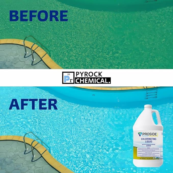 Chlorinating Liquid - 10% Sodium Hypochlorite - Pool Shock - Reliable Cleaning Treatment- 4 Gallon