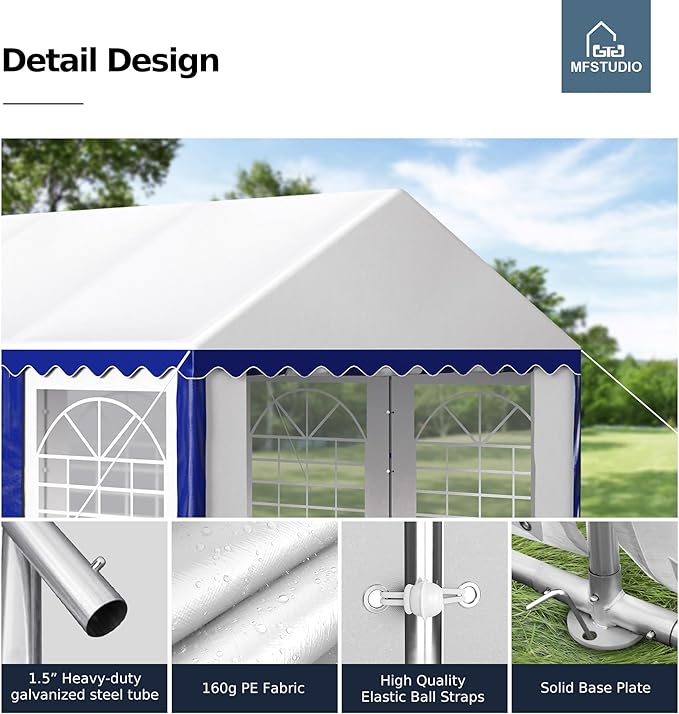 MFSTUDIO 13'x26' Party Tent, Outdoor Heavy Duty Party Tents with Removable Sidewalls, Large Canopy Tent Shelter for Outdoor Events Wedding Birthday, Blue