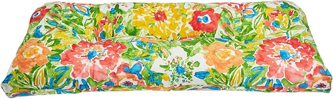 BrylaneHome Tufted Bench Cushion - 45.5" L x 19" W x 3" H- Patio & Outdoor - Water, Stain & Fade Resistant - Poppy Green