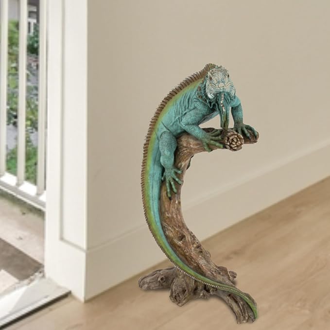 Large Iguana Garden Statue – 22” Realistic Lizard Sculpture for Indoor or Outdoor Use | Tropical Reptile Decor for Patio, Lawn, Poolside, or Home Display – Cast Polyresin Full Color