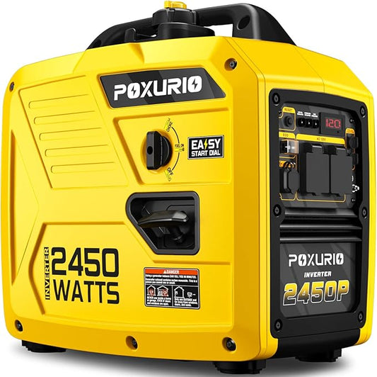 2450-Watt Portable Inverter Generator for Home Use, 6L/1.6Gallon Large Fuel Tank Up to 8.3 Hours Use, 120V Gas Powered Generator Super Quiet - EPA Compliant,Yellow