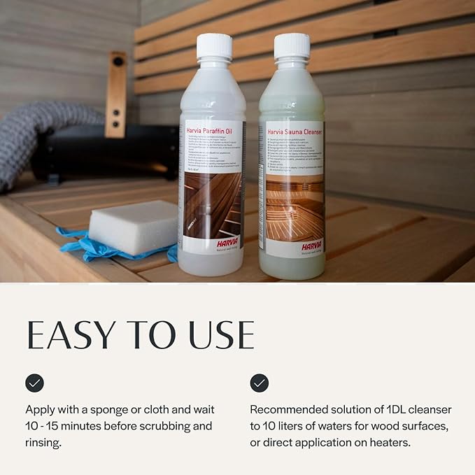 Almost Heaven Saunas Cleaner Care Kit, Includes Natural Wood Cleaner, Paraffin Oil, Gloves, Sponge & Sandpaper, Traditional or Infrared Cleaning & Protection Solutions for Indoor or Outdoor Saunas