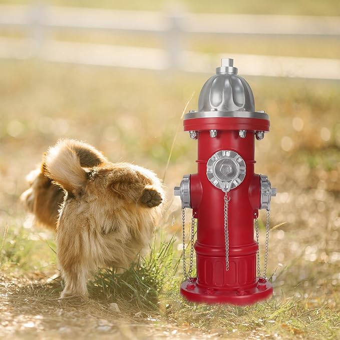 Dog Fire Hydrant Pee Post Statue with 4 Stakes, Puppy Fire Hydrant for Dogs to Pee On Fake Hydrant Statue Pee Post Training Tool Yard Garden Lawn Ornament Outdoor Statue
