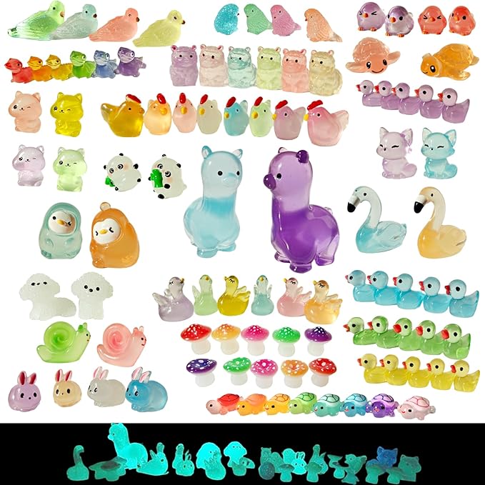 Mini Resin Animals 100 Pcs to Hide Tiny Resin Animals Bulk for Miniature Fairy Garden Accessories, Halloween Micro Landscape Aquarium Potted Decoration, Gifts