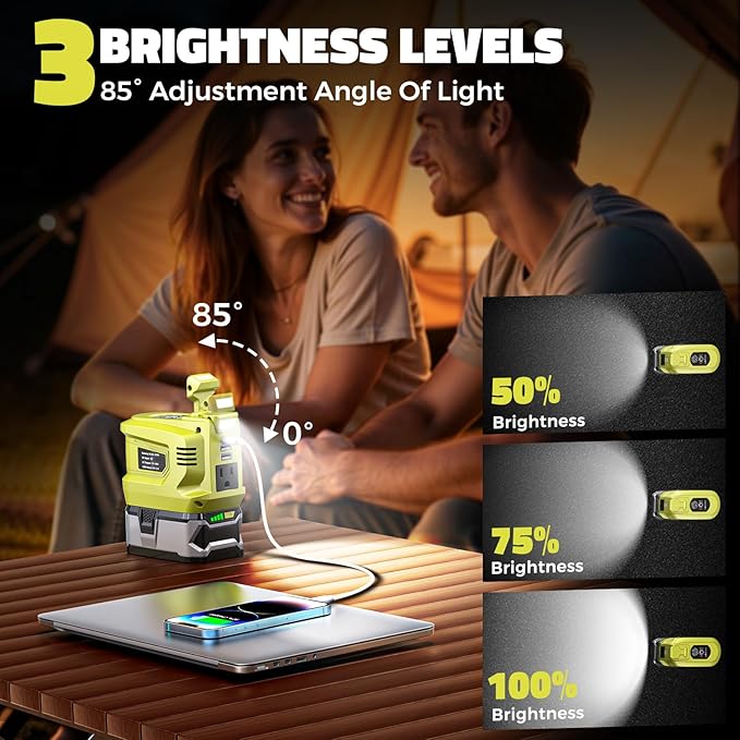 2PCS Real 200W Power Inverter for Ryobi, LIVOWALNY DC 18V to AC 110-120V Battery Inverter, Battery Adapter Phone Charger Converter 2 USB & 1 Type-C & 1 AC for Camping Essentials (Tool Only)