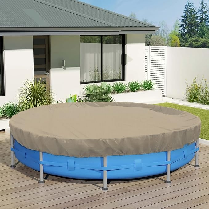 ECOOPTS 15 ft Round Pool Cover for Above Ground Pools, Swimming Pool Cover Protector Winter Safety Cover (Sand)