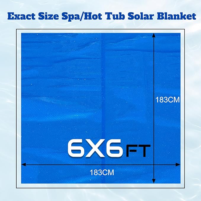 BigXwell Spa and Hot Tub Solar Pool Cover, 12Mil 6x6 Foot Rectangle Thermal Blanket for Outdoor Hot Tubs, 1200Series (6X6 FT)