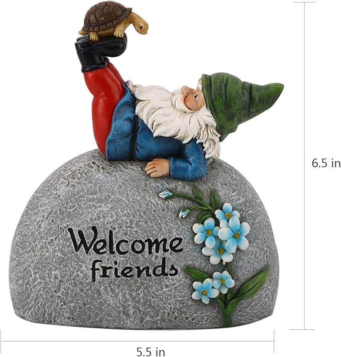 TZSSP Outdoor Garden Gnome Statue Statuary Welcome Stone for Patio,Lawn,Garden Decoration,Blue