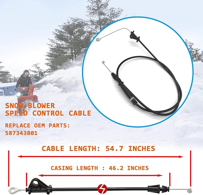 587343801 Speed Control Cable for Husqvarna Poulan Jonsered Snowblowers Snow Throwers
