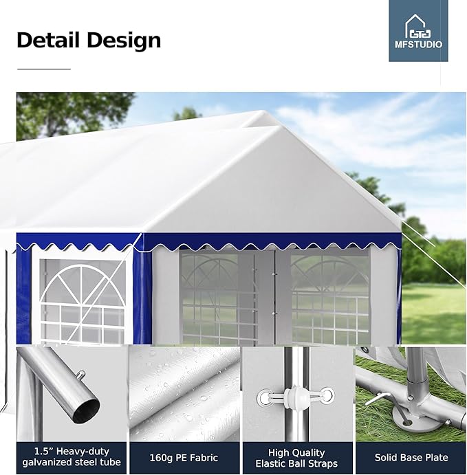 MFSTUDIO 16'x32' Party Tent, Outdoor Heavy Duty Party Tents with Removable Sidewalls, Large Canopy Tent Shelter for Outdoor Events Wedding Birthday, Blue