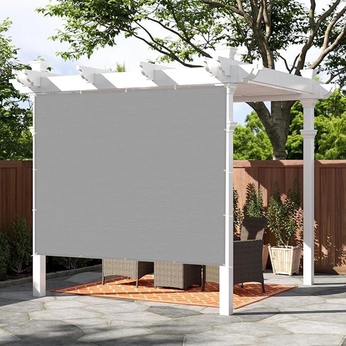 SUNNY GUARD Shade Cloth Custom Size 5x24 FT Sun Shade Screen Fabric Shade Cover Tarp with Grommets for Pergola Backyard Garden, Light Grey(We Customized)