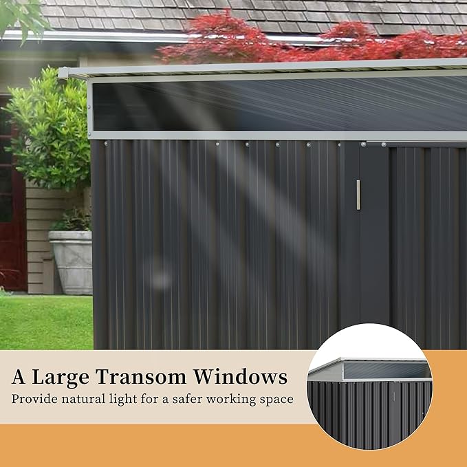 Vongrasig 5 x 3 FT Outdoor Storage Shed, Metal Shed Small Garden Tool Storage Shed with Large Window and Lockable Door for Outside Backyard Patio Lawn (Dark Grey)
