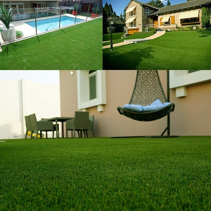 Artificial Grass Turf 12FTX62FT, 1.38" Pile Height Realistic Synthetic Grass, Indoor Outdoor Pet Faux Grass Astro Rug Carpet for Garden Backyard Patio Balcony