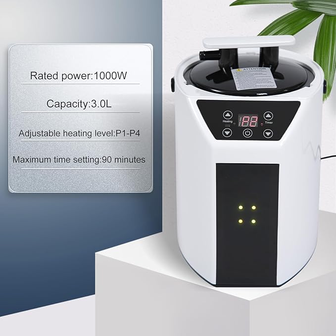 SaunaResearcher 3L Large Capacity Home Sauna Steamer, Portable Sauna Steamer, Sauna Steamer Machine, Lightweight Stainless Steel Pot with Timer & Gear Display for Relaxation, with Remote Control