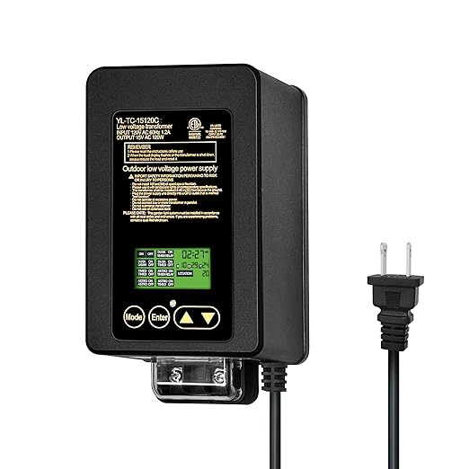 GKOLED 120W Low Voltage Landscape Transformer, Integrated Astronomic Timer and Photocell Sensor, 120V AC to 15V AC for Outdoor LED Landscape Lighting, Weatherproof, ETL Listed