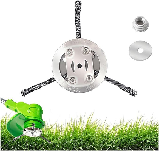 6 Inch Steel Wire Rotary Heavy Duty Weed Brush Cutter Wheel Grass String Trimmer Blades Head Universal Metal Wire Weed Eater Trimming Head Replacement Weed Wacker Weedeater Attachments (3 heads - 7in)