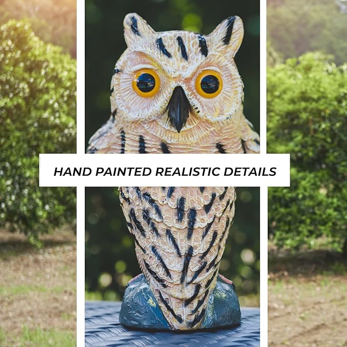 Galashield Owl Decoy to Scare Birds Away | Plastic Owls to Scare Birds Away | Owl Statue for Garden & Outdoors