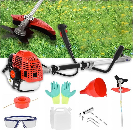 52cc 2-Stroke Gas Powered Weed Eater, Grass Trimmer 2 in 1 Weed Wacker 2.2KW 8500RPM Multi-Functional Gas String Trimmer for Home Garden