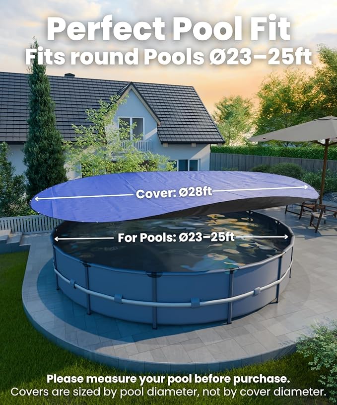 24 Ft Round Winter Pool Cover with Strong-Hold System | Triple-Layer 24 Foot Round Pool Cover for Winter & Summer | 2-in-1 24ft Pool Covers for Above Ground Pools | Cold & UV Resistant Poolcover