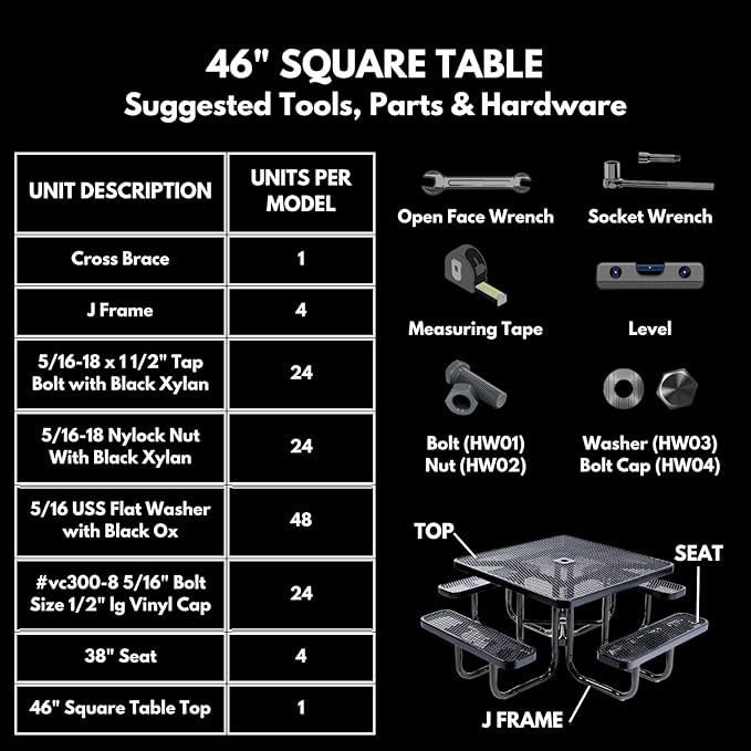 COATEDOUTDOORFURNITURE Heavy-Duty Portable Outdoor Kids Table with Umbrella Hole, Expanded Metal Kids Picnic Table, Commercial-Grade, Made in America (46 in, Square, Childrens, Dark Green)