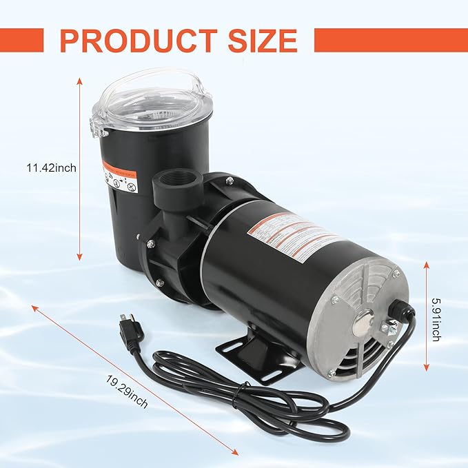 Pool Pumps Above Ground 1.0 motor HP W3SP1580 Power Flo LX Single Speed Swimming Pools Pump 115V,11.2A,60HZ,3450RPM for In-Ground Pool and Spa