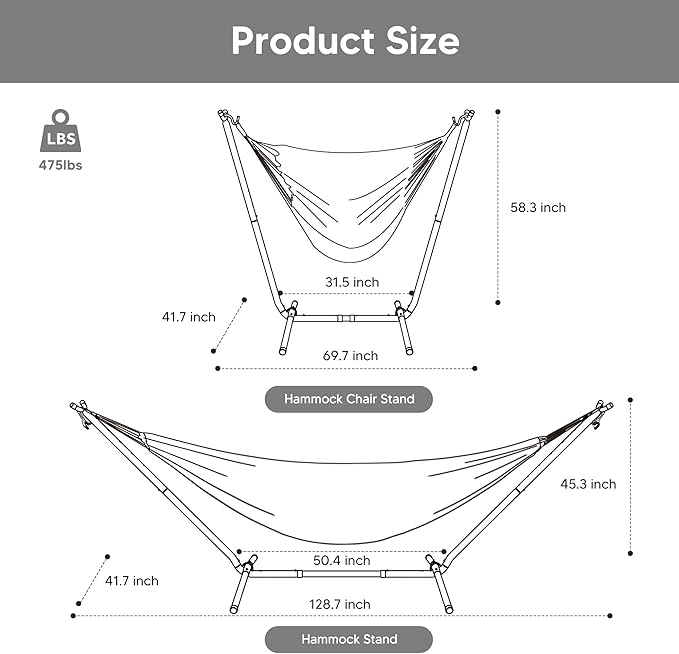 SUNCREAT 2-in-1 Convertible Backyard Fabric Hammock with Stand, Large Hammocks for Outside, Patent Pending, Light Green Stripes
