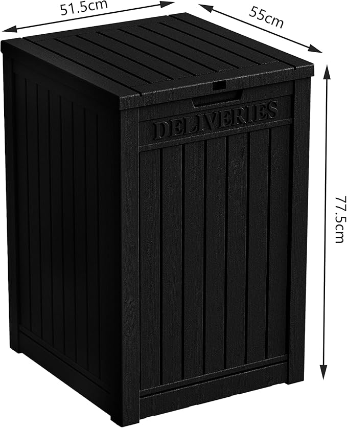 55 Gallon Waterproof Large Resin Deck Box Indoor/Outdoor Lockable Storage Container and Seating for Garden, Pool, and Patio (55 Gallon, Black)