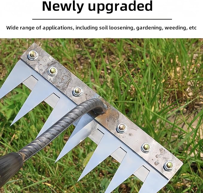 2025 New Gardening Hand Weeder Tool，Gardenia Iron Weeding Rake ，Manual Weeder Tool with Detachable Blades，Tool for Effortless Weed Removal， Flower Beds & Vegetable Patches (No Wooden Handle)