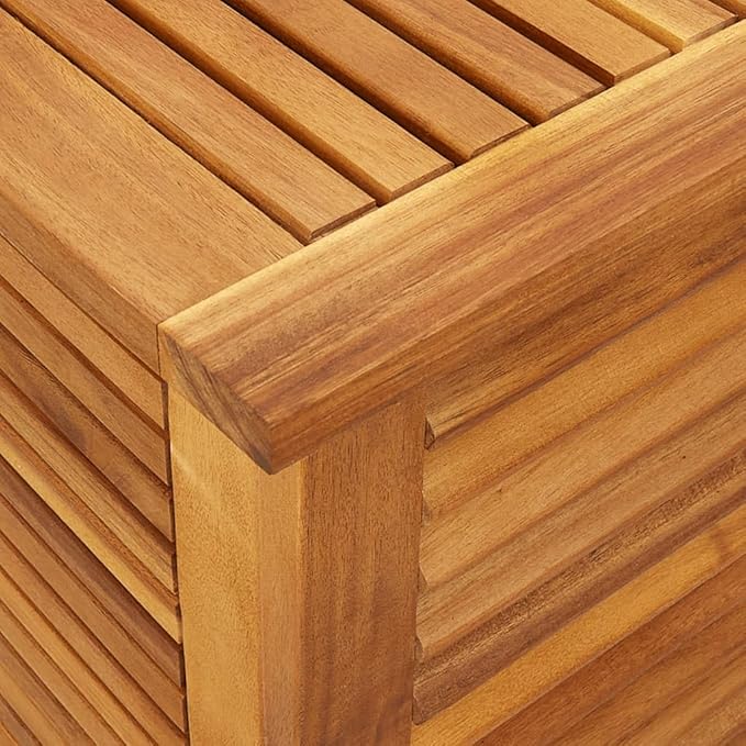 Wooden Garden Storage Box with Louver, Outdoor Cabinet Patio Storage Container for Furniture Tools, 44.5"x19.7"x22" Solid Wood Acacia,-130