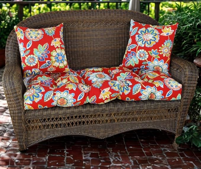 RSH DECOR: Square Throw Pillows Set of 2 | 24” x 24” | All-Weather Spun Fabric | Water and Fade-Resistant | Outdoor Accent Pillows for Patio Furniture | Colsen Noir