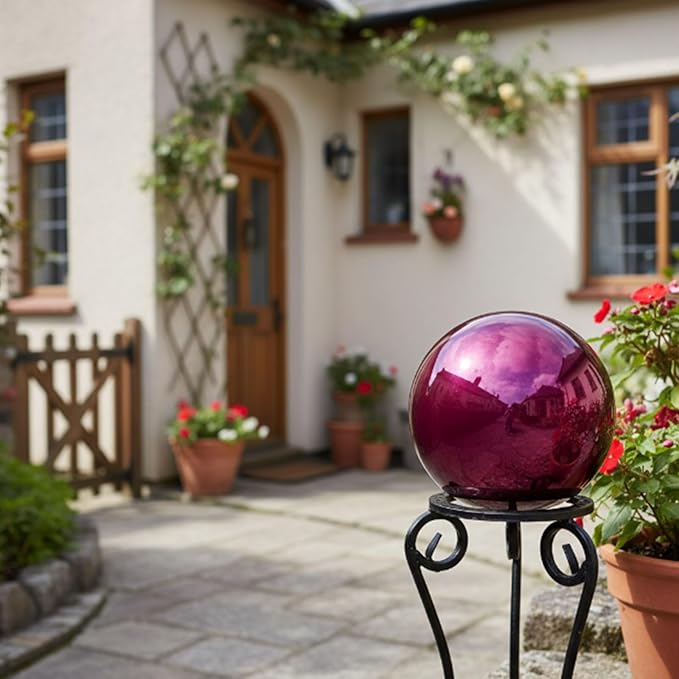 Decorative Garden Gazing Ball, Home Garden Gazing Globe Mirror Balls, Polished Stainless Steel Shiny Sphere, Ideal As a Housewarming Gift (Dia:30cm/12 inches)