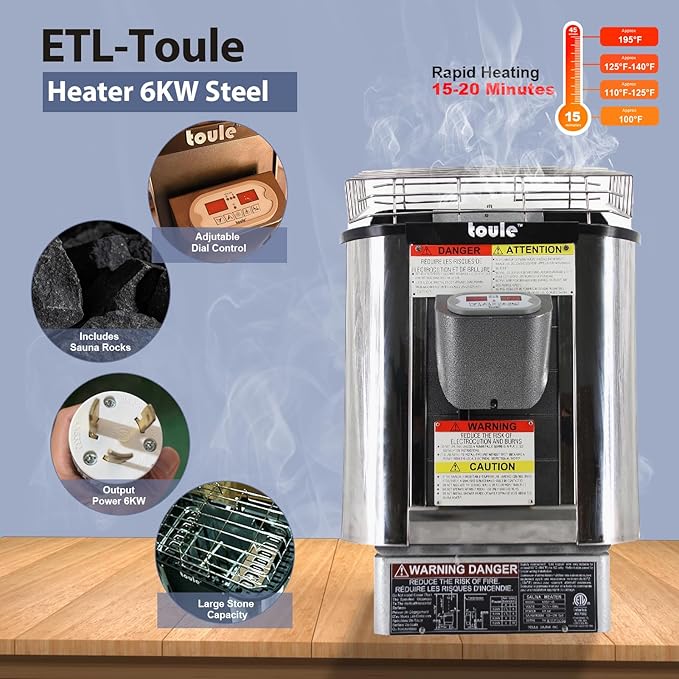 Outdoor Corner Steam Sauna, Canadian Hemlock Saunas 3-4 Person, 6KW ETL Toule Heater, 220V,Broad Bench, Glass Wall Sauna, Waterproof System, Asphalt Shingles,Right Door(0-195℉)