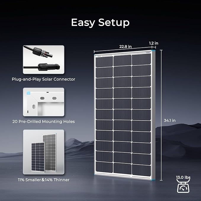 200W Solar Panel N-Type 16BB, 2PCS 12V RV Solar Panel 100 Watt, 25% High Efficiency, Monocrystalline PV Module Solar Charger for Roof Boat Camping Van Trailer Cabin Off-Grid Applications